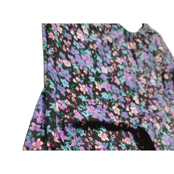 GK Elite VTG Field of Flowers Cotton Blend LS Leotard Bodysuit Purple AS Adult S - Picture 5 of 16